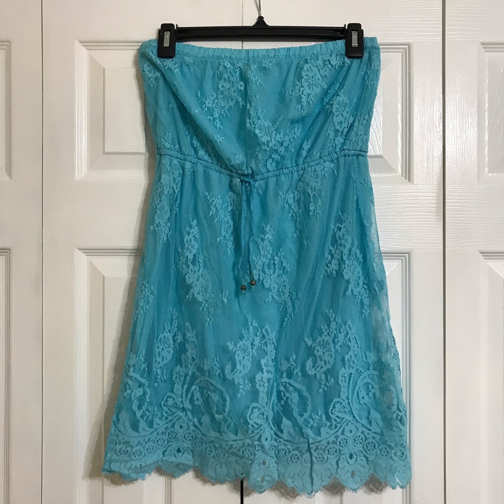 Blue Strapless Summer Dress
